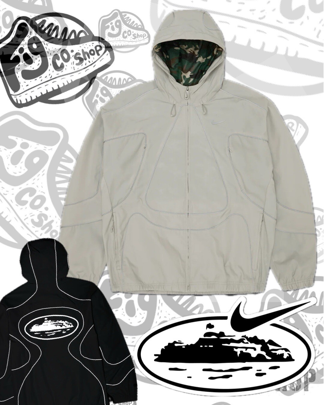 OFF WHITE X NIKE Giacca Nike x Corteiz NRG Off White Taglia LARGE ⚪️☑️Nuova Ordine Confermato ✅