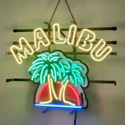 Malibu Beer Neon Sign 24x20 Lamp Beer Bar Pub Game Room Wall Decor Hanging LA