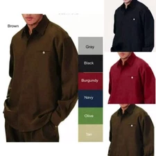 Men's 2pc Walking Suit Long Sleeve Casual Shirt & Pants Set Solid Color