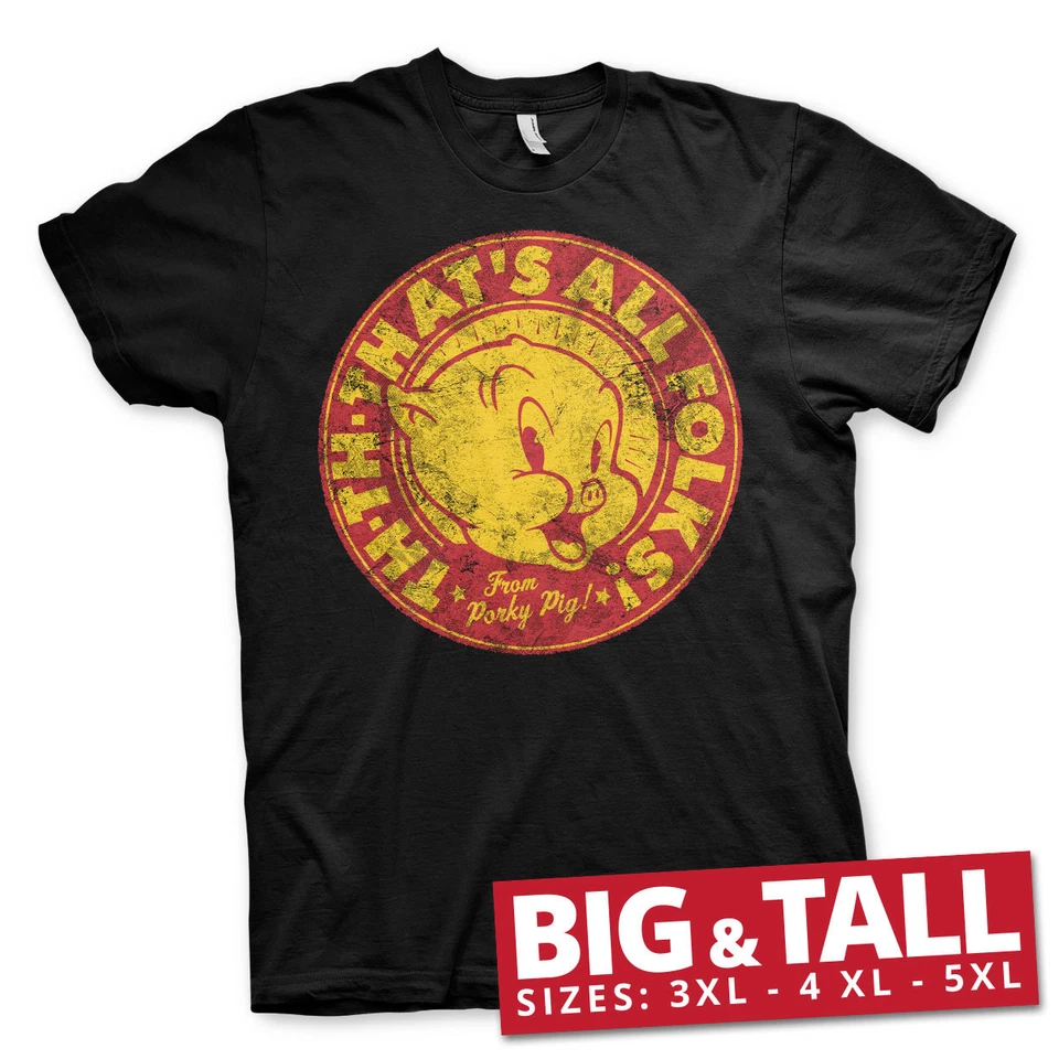 Offiziell Lizenziert Porky Pig That's Alle Leute ! 3XL, 4XL, 5XL Herren T-Shirt - Bild 1 von 1
