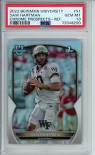 Sam Hartman 2022-23 Bowman University Chrome 1st RC #51 PSA 10 Gem