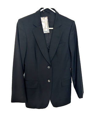 GUCCI Black Woman's WOOL BLAZER Jacket 1989 44 Retro ITALY New