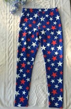 Seal Co. Red White Blue Stars Americana Leggings Juniors L Waist: 26-30 July 4