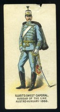 1888 N224 Kinney Military Series #306 Hussar Of The Line Austro Hungary 1886 *d4