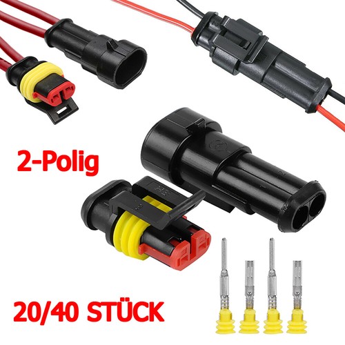 20/40x 2 Polig Auto KFZ Boot Stecker Steckverbinder Steckverbindung Wasserdicht