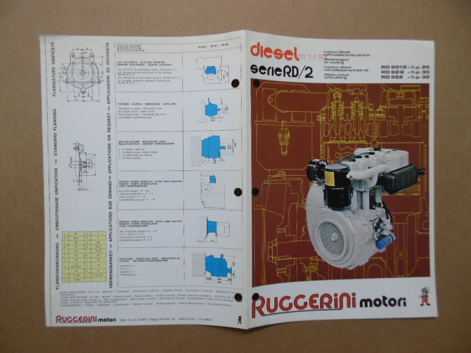 1980 RUGGERINI Serie RD/2 Italian Diesel Engine Motor Catalog Brochure Vintage - Image 3 of 3
