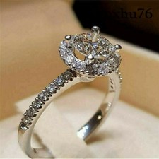 Fashion Women 925 Silver Filled Wedding Rings White Sapphire Ring Size 5-12