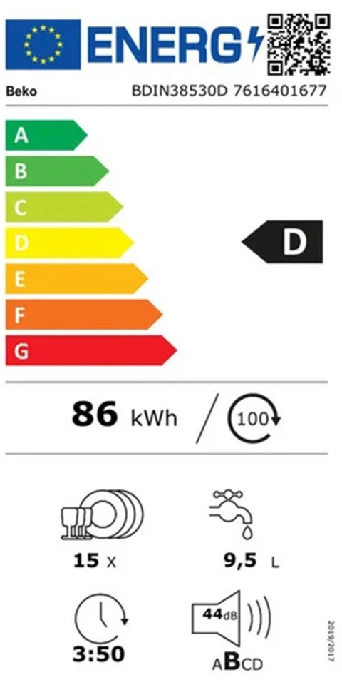 BEKO Einbaugeschirrspüler Geschirrspülmaschine »BDIN38530D« vollintegriert - Bild 4 von 4