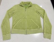 Juicy Couture Y2K Zip-up Hoodie Jacket Velvet Velour Light Green Zip Up Size L