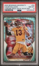 2022 BOWMAN UNIVERSITY CHROME CALEB WILLIAMS 1st ROOKIE AQUA /299 PSA 8 (351)