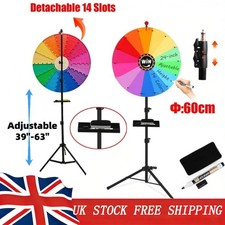 60CM Color Prize Wheel Dry Erase Fortune Spinning Tabletop Floor Stand 14 Slots