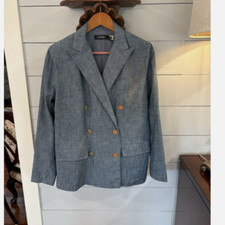 Lauren Ralph Lauren Blazer Double Breasted Blue Chambray NWT Sz 12
