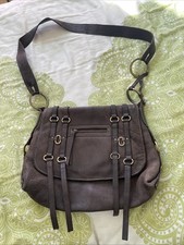 Vera Pelle Leather Crossbody Brown Satchel Style Bag Made In Italy