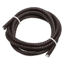 6mm Round Braided Leather Cord for Crafts Jewelry Making, Dark Brown 1.1Yards