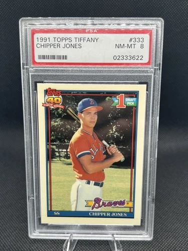 1991 Topps Tiffany  - Chipper Jones #333 (RC) #1 Draft Pick PSA 8