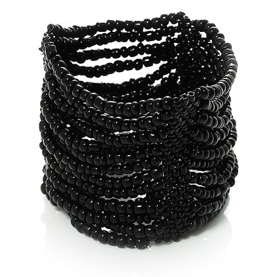 Stretcharmband mit schwarzen Glasperlen - 19 cm L