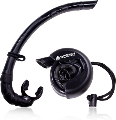 Freediving Snorkel - Flexible Roll Up with Compact Storage Case Black 