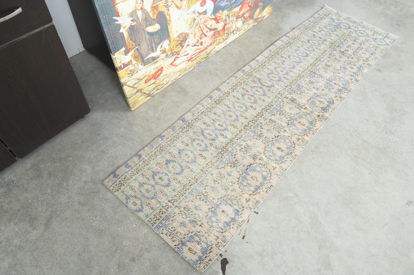 2x7 Turkish Runner Rug, Hand-Knotted Vintage Oushak Rug Runner, Boho Decor,129