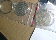 Vintage GEZE Porsche 1 1/4" Diameter Keychain Stuttgart Germany UNUSED 911 930