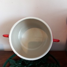 Ancien Plat Rond En Fonte Émaillée Cousances Rouge N°18 – Made In France