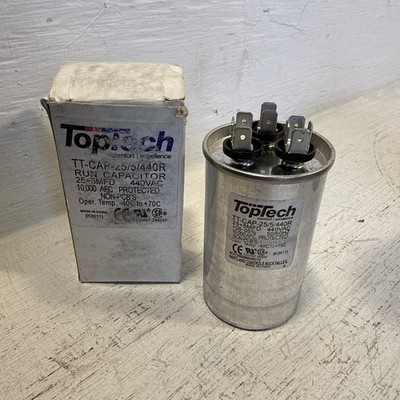NEW TOPTECH TT-CAP-25/5/440 440VAC 25+5 MFD Dual Rated Round Run Capacitor NIB