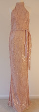 8 BNWT DRESS GOLD SEQUIN LONG MAXI PRETTY LITTLE THING SMALL SEXY EVENING GLAM
