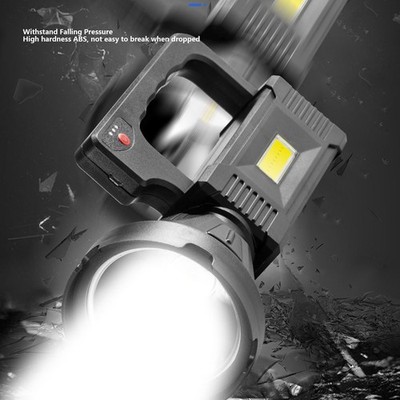 Spotlight Flashlight USB Charging Dual Light Source Smart Battery Display Multi
