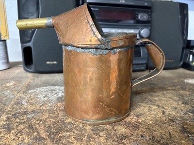Antique Jenney Copper Oil Pitcher with Brass Spout