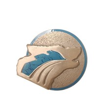 7643 Pewter Wolf Belt Buckle with Blue inlay