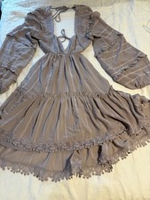 ASOS Lavender Sheer Mini Dress Cut Out Open Back Boho Long Sleeve Sz 8 NWT