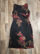 David Warren Women's Sleeveless Sheath Dress Red Black Floral Classic Feminine 4