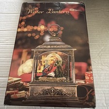 Christmas Snow Globes Lantern Lighted Water Glittering,with Santa Claus Proje...