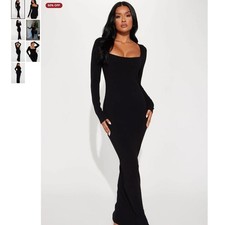 Fashion Nova Athena Smooth Snatched Maxi Dress - Black