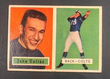 1957 TOPPS JOHN UNITAS ROOKIE CARD # 138. NEAR MINT CONDITION