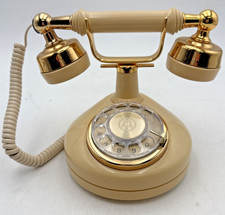 Vtg Western Electric Beige Gold Tone French Princess Rotary Telephone TESTED 
