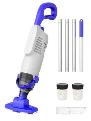 Little Shark Cordless Pool Vacuum Portable 60min Above Ground w/Pole Filters