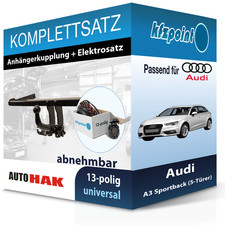 Für Audi A3 Sportback 04- AUTO HAK Anhängerkupplung abnehmbar + 13polig neu