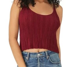 Free People Intimately Get to Know You Cami Tank Alabaster Ribbed Maroon