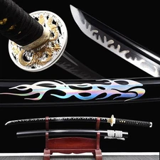 Black Katana Full Tang High Carbon Steel Blade Sharp Japanese Samurai Sword