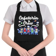 Apron Cafeteria Worker Pockets Lunch Lady Gift Dishwashing School Kitchen