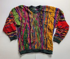Vintage Coogi 100 Pure Wool Sweater Bright 3D Knit Iconic Wild Colors Size XL