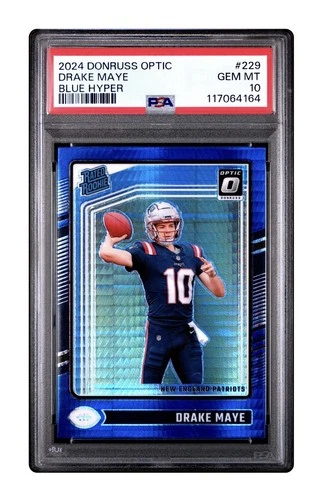 2024 Panini Donruss Optic - Rated Rookie Drake Maye Blue Hyper Prizm (RC) PSA 10