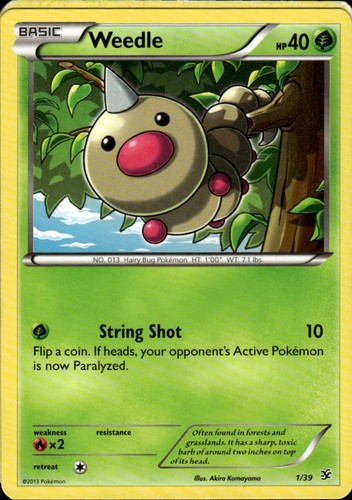 Weedle Common Kalos Starter Set 1/39 Grass Pokemon Card