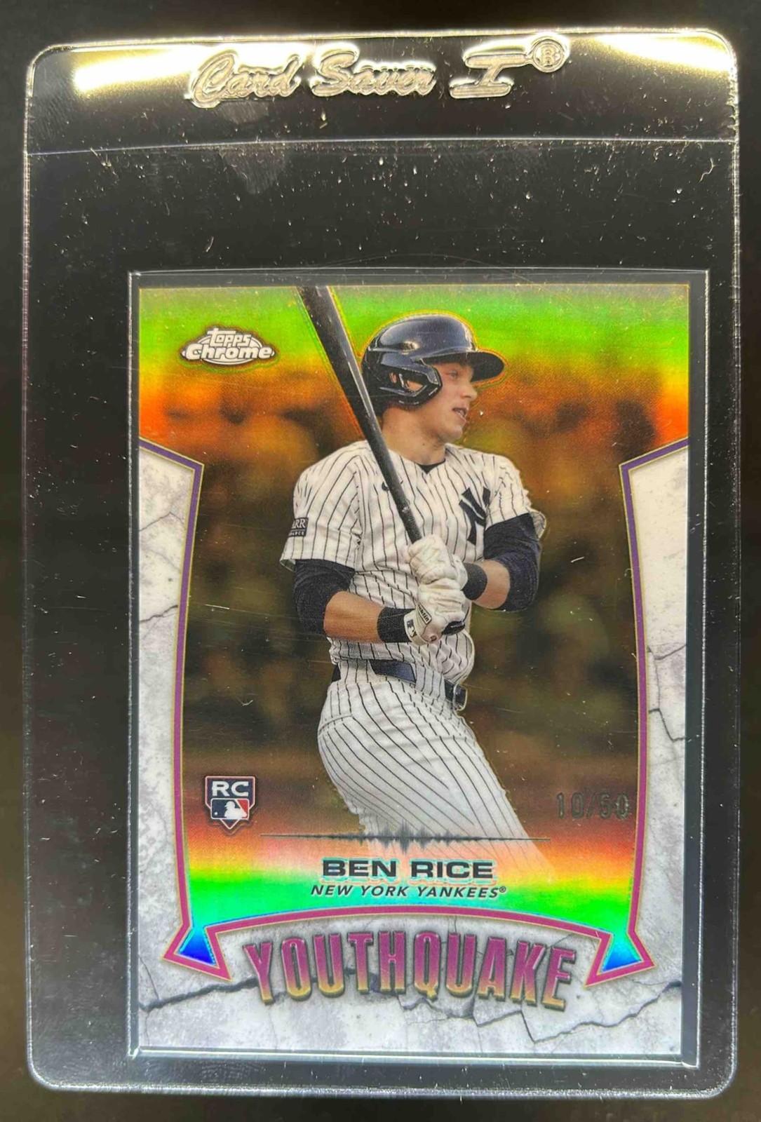 2025 Topps Chrome Ben Rice YouthQuake RC Gold Refractor Rookie #10/50 Yankees