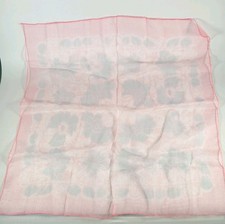 Vintage hair wrap scarf women's pink  blue Chiffon floral 26.5" 27" Grannycore