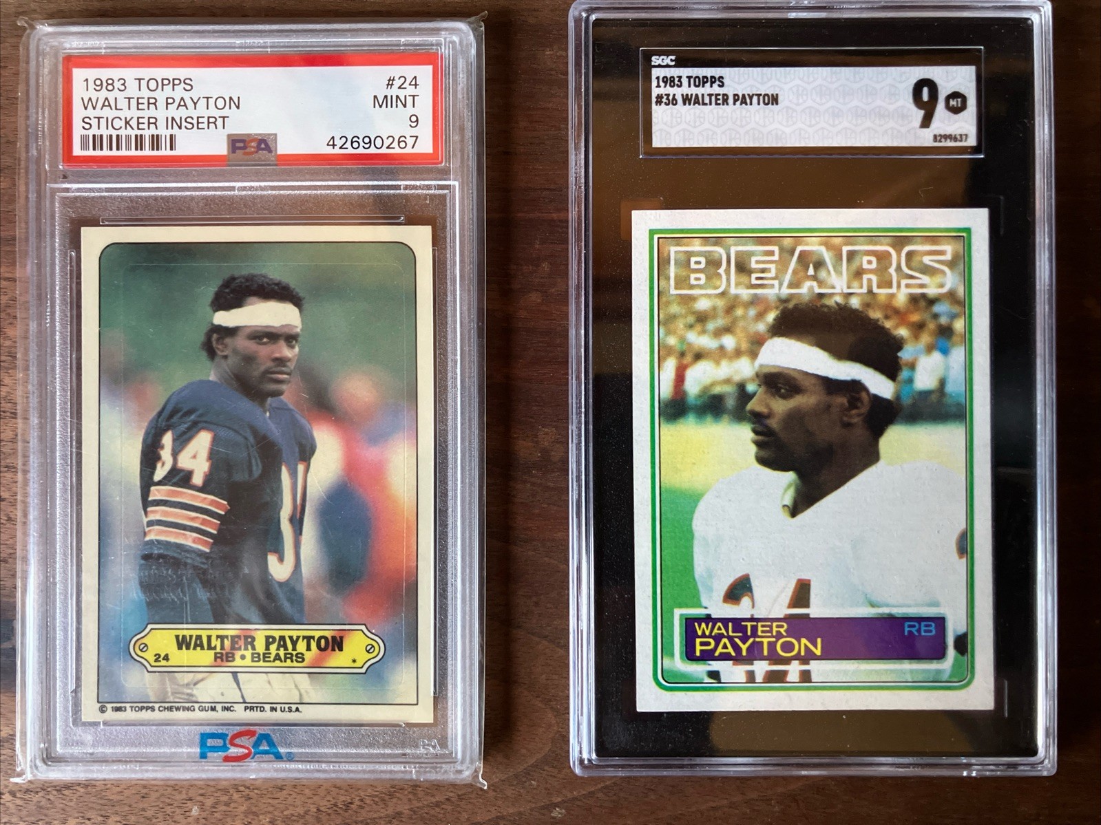 2) 1983 Topps Walter Payton LOT:  📈PSA 9, SGC 9📈 Vintage HOF BEARS MINT Invest