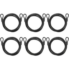 6pcs 1/8" Dia 8.5ft Security Cable Lock Vinyl Coated Steel with Loops Black