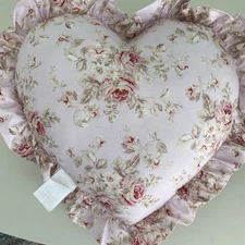 Shabby Chic Heart Pillow  Rachel Ashwell Victorian Roses Throw Romantic