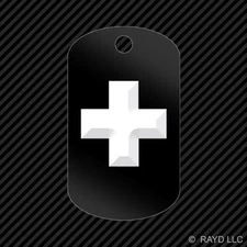 First Aid Keychain GI dog tag engraved many colors  icon red cross #1