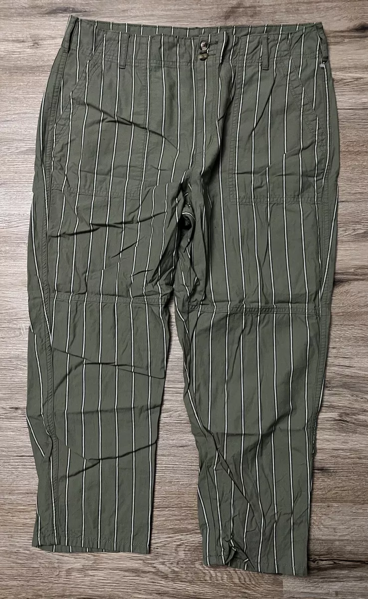 Womens Pants Size 16 Short American Eagle Green Striped Dress Pant